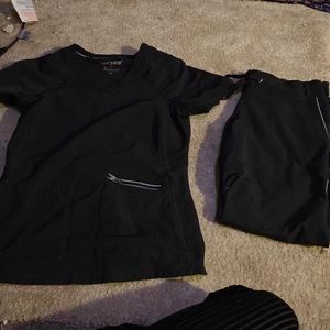 XS black scrub set
